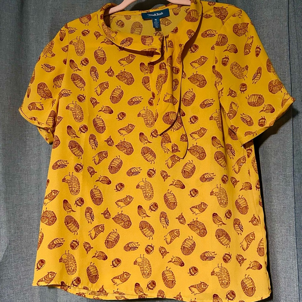 ModCloth Always On My Mind Tie-Neck Blouse
